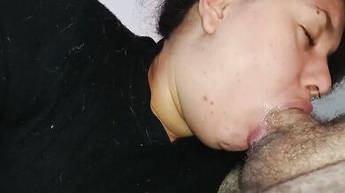 Extreme deep throat Latina gagging on inches of cock