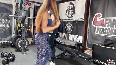 Red head fitness girl destroyed by big dick personal trainer