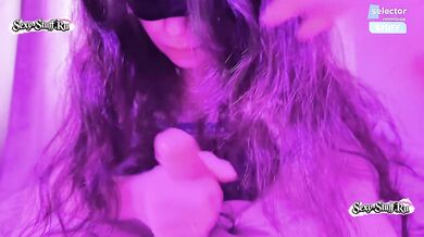Alt goth girl worships cock with sloppy face fuck cumshot POV