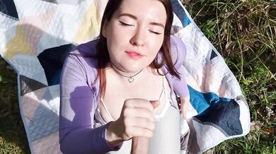 Outdoor fucking with red head's big white ass and cumshot tears