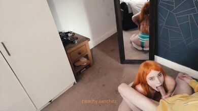 Peachy Sanchez chokes on his meaty cock deepthroat POV blowjob