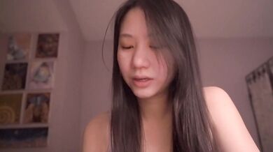 Cum dripping ASMR directions from cute Asian girl raw amateur solo