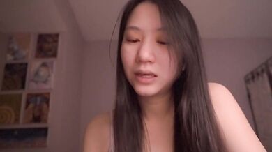 Cum dripping ASMR directions from cute Asian girl raw amateur solo