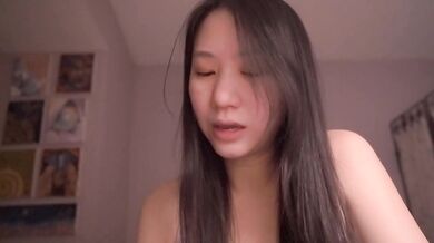 Cum dripping ASMR directions from cute Asian girl raw amateur solo