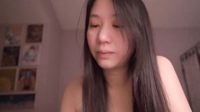 Cum dripping ASMR directions from cute Asian girl raw amateur solo