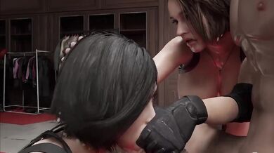Jill Valentine Facefucked by Ada Wong in Resident Evil Cartoon Threesome