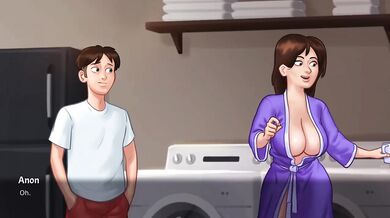 Landlady Stretched On Washing Machine Getting Fucked Raw in Summertime Saga