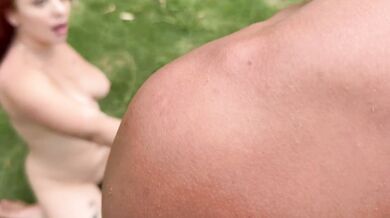 Redhead squirts hard as a gift plows her big ass on chalet vacation