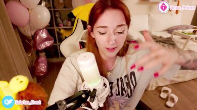 Ginger naughty teen tease destroys karaoke with hot horny solo show