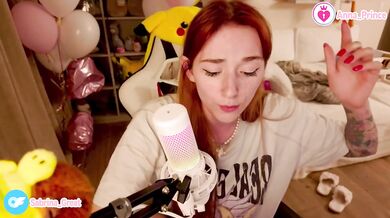 Ginger naughty teen tease destroys karaoke with hot horny solo show