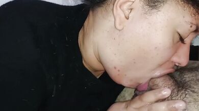 Stepdaughter's desperate stepdaddy blowjob caught on tape