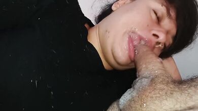 Sloppy wet head blowjob with extreme gagging and dripping spit