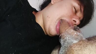 Sloppy wet head blowjob with extreme gagging and dripping spit