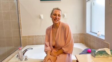 Blonde MILF Soaks Tub during Hard solo orgasm squirting rose toy fun