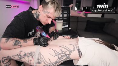 Pinkloving’s tattoo artist day two hard rough sex cumshot creampie