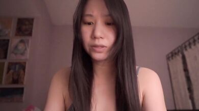 Man silenced while wife gets bred raw and natural by Asian angel