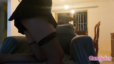 Fishnet stockings miniskirt hot latina gets gaped on in fetish POV