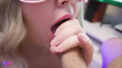 Blonde amateur deepthroat ASMR creampie raw cumshot mouth