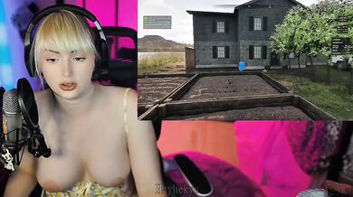 Blonde gamer girl vein game base tour with big tits solo review