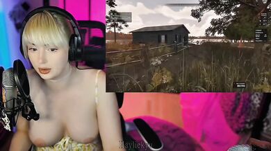Blonde gamer girl vein game base tour with big tits solo review