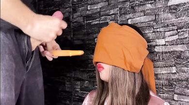 Blindfolded step sis loses guess game gets 12 creamy face cumshots