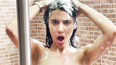 Perfect Latina shower solo finger fucks her dripping cunt