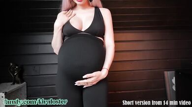 Tight leggingd pregnant teen destroyed by huge belly pregnancy kink