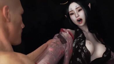 Gushing Fox Girl NTR Clothed Black Myth Cosplay get destroyed