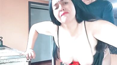 My big ass stepmom ruined me in the kitchen rough fuck