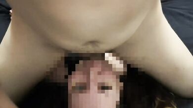Small cock stuffed deep in tight Asian throat gagging on cum