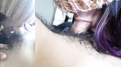 Latina deepthroat split screen gagging on 18 year old amateur cock
