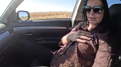 Tight leggings car tease blowjob ruined with cum on face.