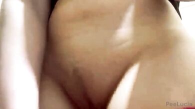 Blonde goddess pissing while masturbating gets desperate golden shower