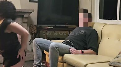 Her husband watches her suck and fuck her lover raw humiliation cuckold hardcore