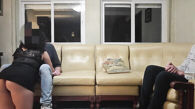 Her husband watches her suck and fuck her lover raw humiliation cuckold hardcore