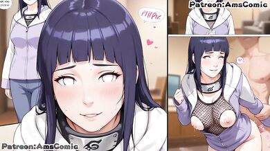 Big tits Hinata Hyuga gets destroyed in rough hentai blowjob cumshot