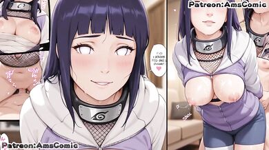 Big tits Hinata Hyuga gets destroyed in rough hentai blowjob cumshot