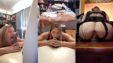 mature milf sucks and rides bbc dildo to creamy blowjob squirt