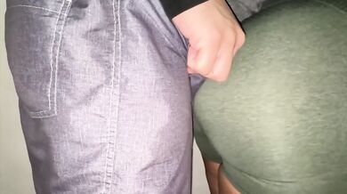 Big ass milf accidentally rubs stranger's big dick in yoga pants