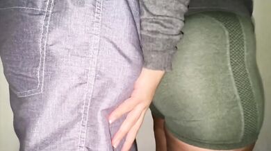 Big ass milf accidentally rubs stranger's big dick in yoga pants