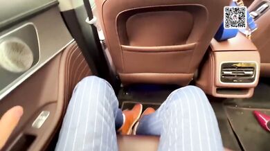 Boss nearly caught fucking my wife with his big dick exposed in car public blowjob