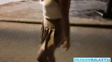 Risky public flashing tits and cum swallowed in mouth eyes on street