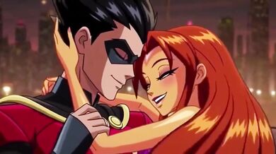 Starfire Gets Her First Rough Anal Fuck from Robin Hentai Anime