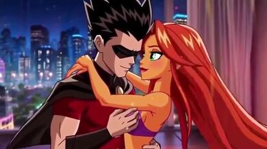 Starfire Gets Her First Rough Anal Fuck from Robin Hentai Anime