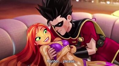 Starfire Gets Her First Rough Anal Fuck from Robin Hentai Anime