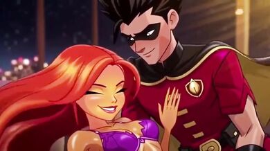 Starfire Gets Her First Rough Anal Fuck from Robin Hentai Anime