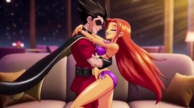 Starfire Gets Her First Rough Anal Fuck from Robin Hentai Anime