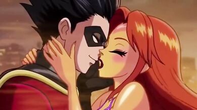 Starfire Gets Her First Rough Anal Fuck from Robin Hentai Anime