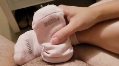 Pink Puma Socks Pounding Her Onlyfans Feet with Italian Cum