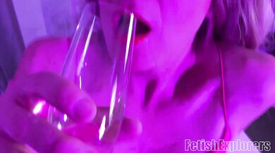 Sissy Piss Play cumkiss before raw pegging destroys chokes on gold